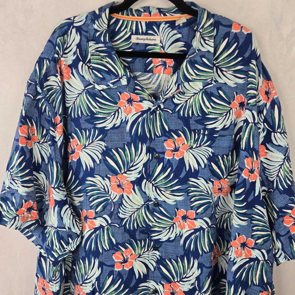 Tommy Bahama Mens 3XLB Tropical Floral Hawaiian Hibiscus Camp Shirt Big & Tall